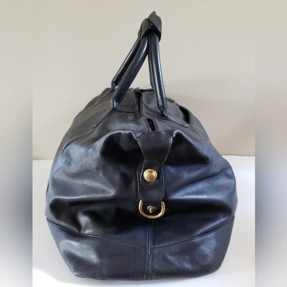 Coach Vintage Cabin Bag Black Leather with Brass Hardware Travel Bag Wee…